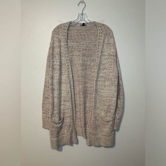 Talbots Beige Long Cottage Boho Costal Knit Cardigan Sweater Women’s Sz XL - Picture 4 of 8